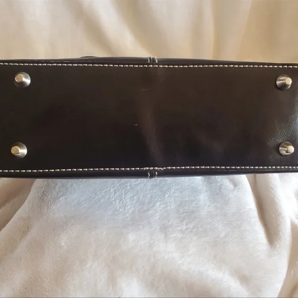 BLACK BAGUETTE FAUX LEATHER SHOULDER HANDBAG Y2K - Picture 6 of 8